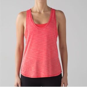 Lululemon Glide and Stride Tank Built in Sports Bra Heathered Alarming Coral 10